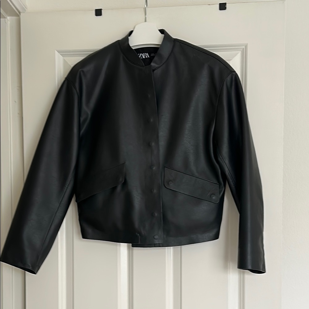 Zara Black PU Leather Jacket for women